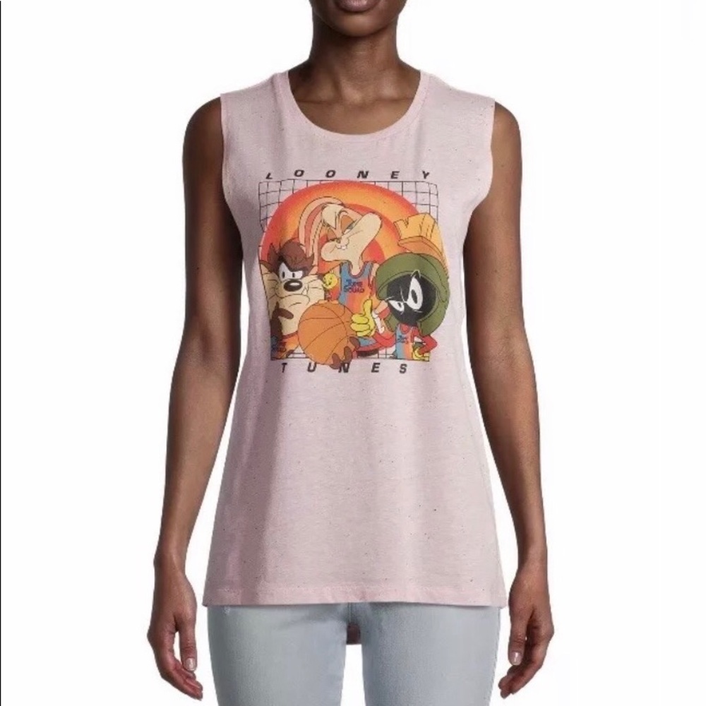 WB Looney Tunes Space Jam Women’s Pink Heather Tank Top Size XXL (19)